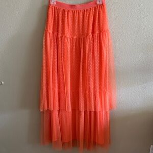 Anthropologie Vibrant Orange High-Low Skirt